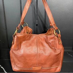 The Sak Leather Shoulder Bag Brown Pebbled Hobo
